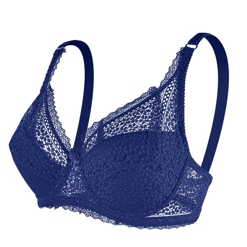 Lace plus size women's underwear, breathable and comfortable butterfly bow bra