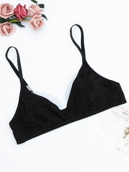 Comfortable Wireless Tank Top Bra Set Black