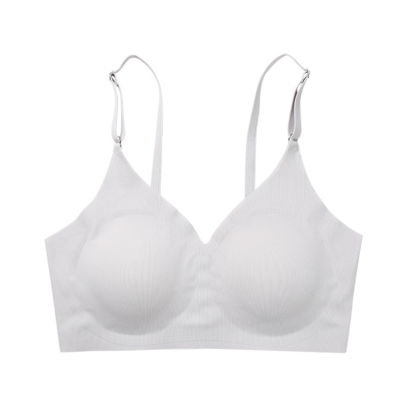 Low Back Seamless Push-up Wireless Bra White