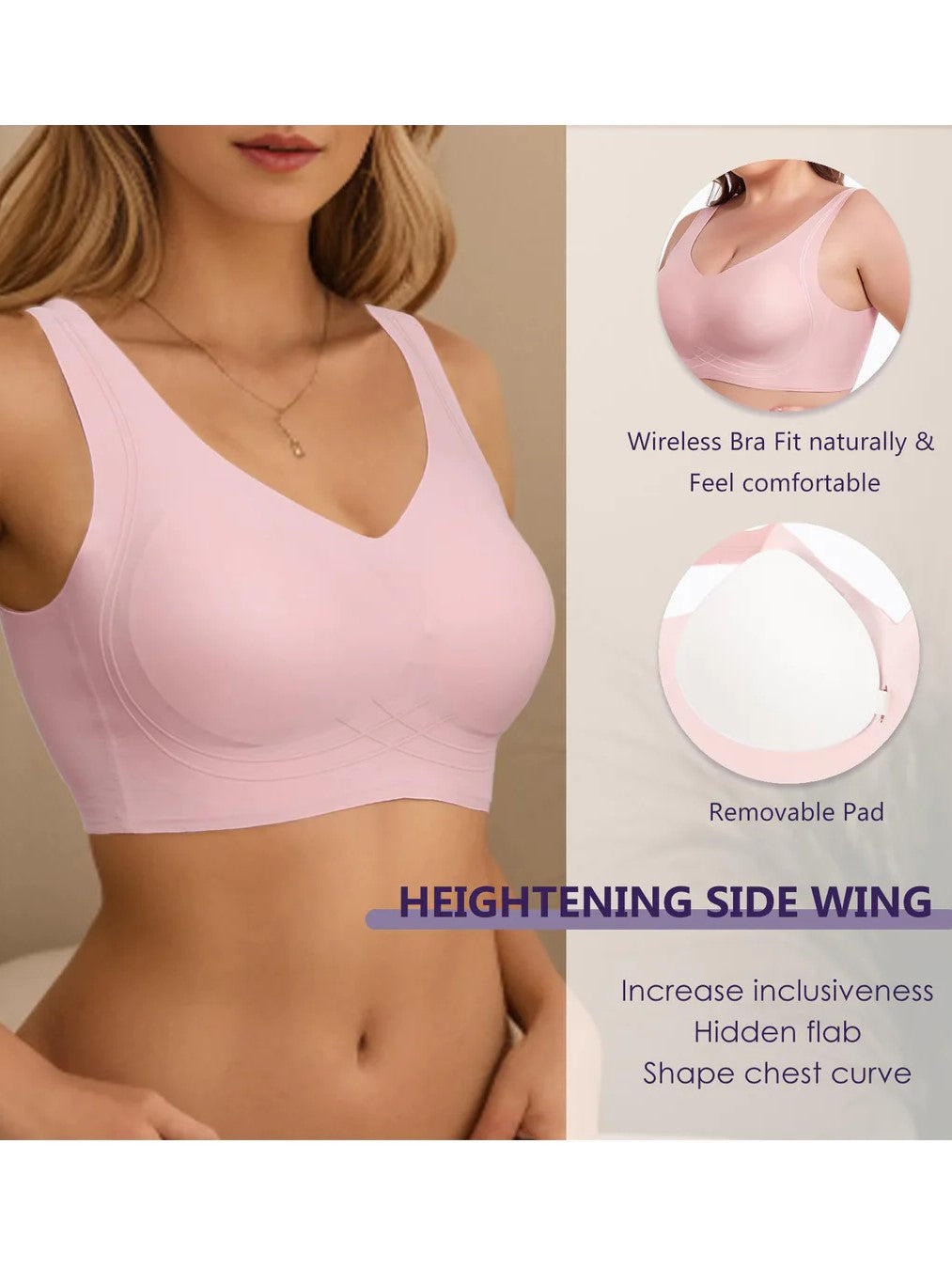 Women's Seamless Wire-Free Bra with Removable Pads