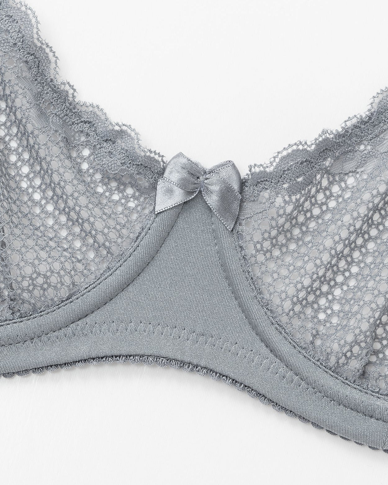 Unlined See Through 1/2 Cup Mesh Demi Shelf Underwired Bra White
