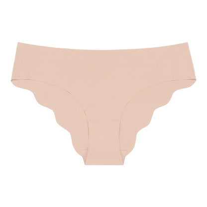 Seamless Solid Color Scalloped Edge Panties