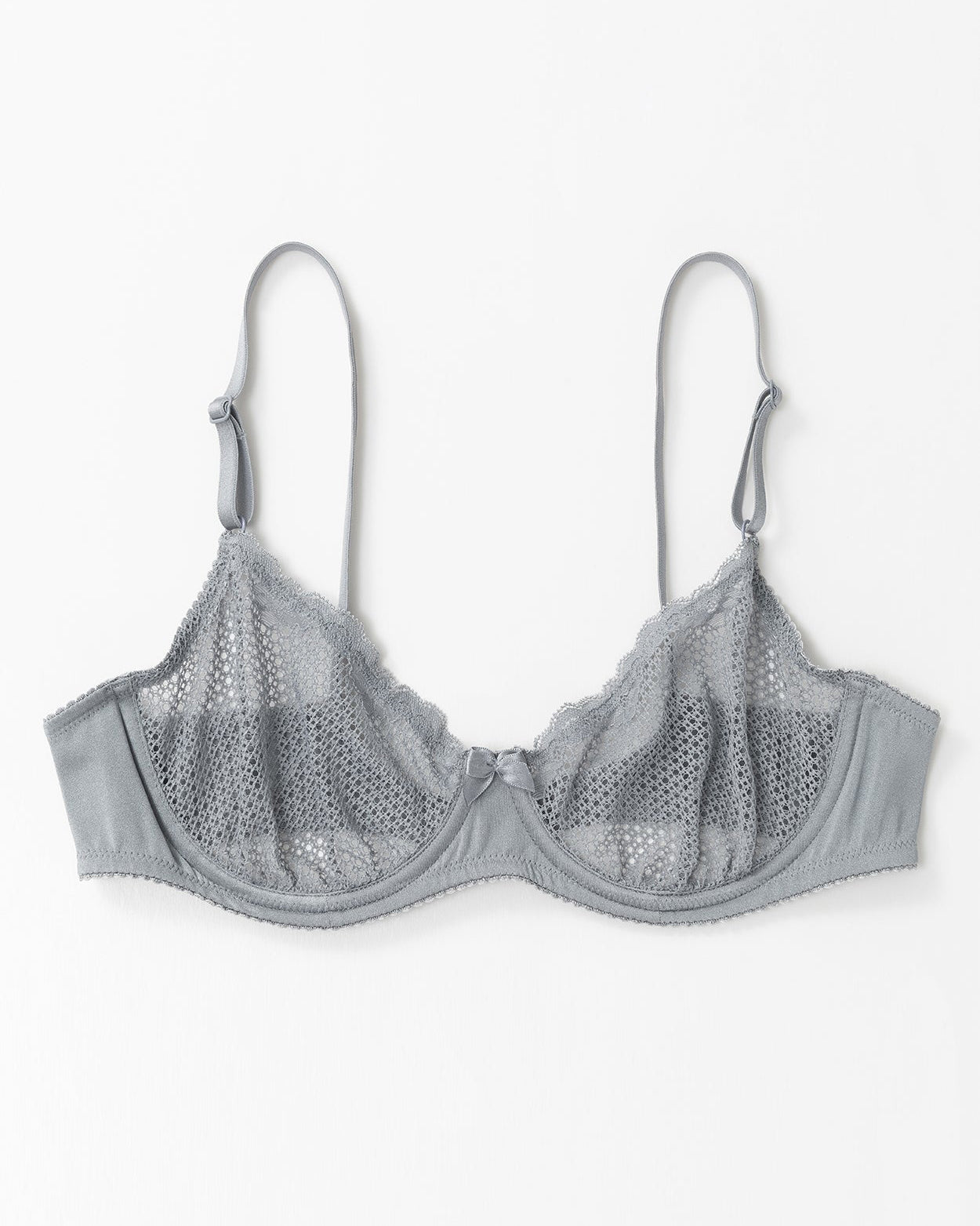 Unlined See Through 1/2 Cup Mesh Demi Shelf Underwired Bra White
